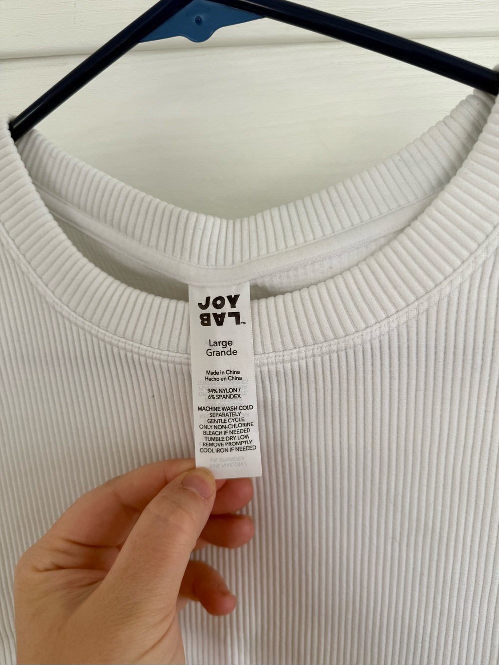 JoyLab White Ribbed Crewneck Top - Picture 2 of 4